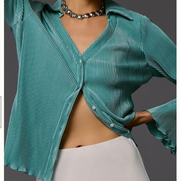 Brand New DOLAN Lettuce-Hem Buttondown Top - Picture 5 of 11